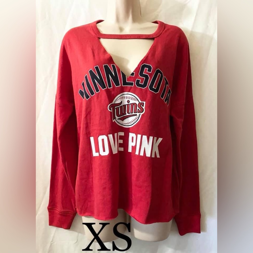Red Victoria Secret PINK Minnesota Twins Pullover Sweatshirt